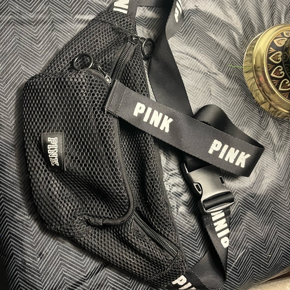 PINK Black Mesh Fanny Pack